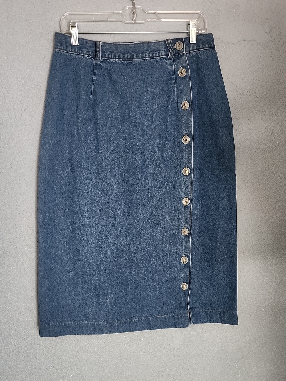 Van Heusen Dark Blue Button-Front Denim Pencil Skirt